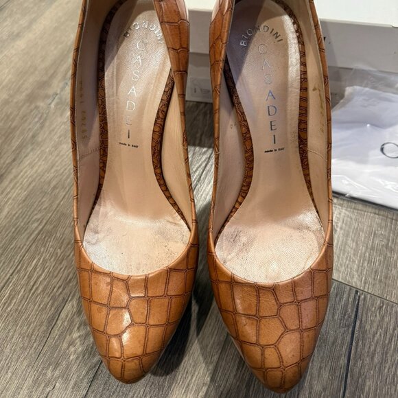 Casadei Croc-Embossed Leather Platform Pumps – Size 38 – With Box & Dust Bag - Picture 2 of 5